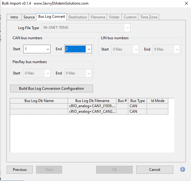 automatic bus log conversion